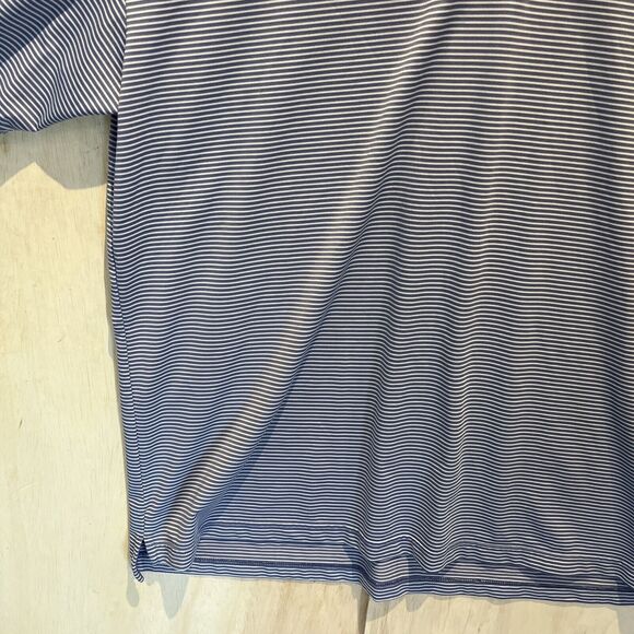 Straight Down Polo Shirt Mens Large Blue Striped Lightweight Stretch Golf Top - Picture 4 of 12